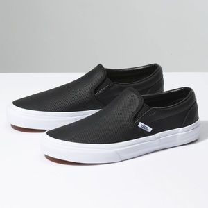 Vans Perf Leather Slip-on in Black, women’s size 8.5.